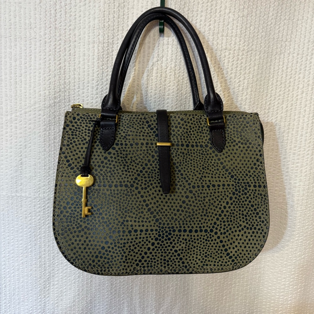 Stylish Navy Blue and Green Handbag